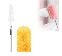 Feather Duster, 2025 New Extendable Microfiber Duster, Bendable Long Handled, Cobweb Duster, Washable Cleaning Brush for Roof, High Ceiling Fan, Blinds, Cobweb (Yellow)