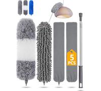Feather Duster,Dusters for Cleaning Extendable with Telescopic Pole 100 inches Long Handled Duster Reusable Bendable Washable Microfiber gap dust cleaner High Ceiling Fans,Cobweb,under sofa,Blinds