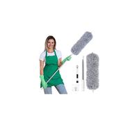 Feather Duster Extendable 100in Microfiber Duster with Stainless Steel Telescopic Rods, Bendable Head, Window Slot Brush, Silicone Cap