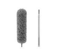 Feather Duster Extendable - 2.5m Telescopic Stainless Steel Pole, Grey Bendable Microfibre Head, Long Handle, Washable Duster Brush for Cleaning High Ceilings, Cobwebs, Fans, Radiators & Blinds