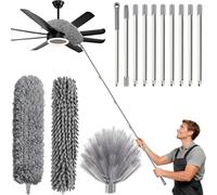 Feather Duster Extendable, 4.9M Extendable Duster Extra Long, Cobweb Brush Extendable, Reusable Flexible Duster with 10 Extension Rods