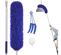 Feather Duster, Extendable Dusters for Cleaning with 16-84 Inch Telescopic Pole,Reusable Washable Long Duster with Silicone Cap and Blind Cleaner for Ceiling Fan,Blinds and Furniture