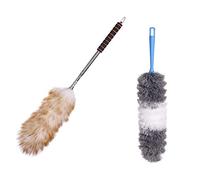 Feather Duster, Lambs Wool Duster with Extension Pole, Extra Long Extendable Cobweb Dusters(B)