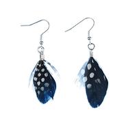 Feather Earrings Feathers Black Hippie Dots Polka Bird