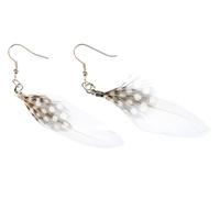 Feather Earrings Feathers Hippie Dots Polka Bird White