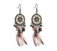 Feather Earrings For Ladies Long Temperament Japanese And Korean Tassel Earrings Bohemian Accessories Valentine's Day Jewelry Gifts for Ladies Girls (Brown, One Size)