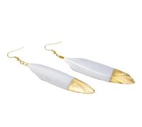 Feather Earrings Miniblings Rs Bird Feathers Fly Boho Hippie Gold White
