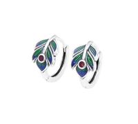 Feather Earrings - S925 Silver Epoxy Burnt Blue Peacock Feather Earrings Light Luxury Style Fashion Engraved Feather Earrings For Women Birthday Valentine Anniversary,As Shown,One Size