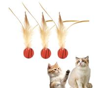 Feather Elastic Balls for Cats, Interactive Feather Ball Toy Set for Cats, Elastic Interactive Toy, Mini Basketball Soccer Toys for Exercise (C-PCS)