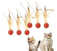 Feather Elastic Balls for Cats, Interactive Feather Ball Toy Set for Cats, Elastic Interactive Toy, Mini Basketball Soccer Toys for Exercise (J-PCS)