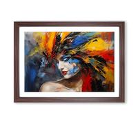 Feather Expressionism No.2 Framed Print | A2 Walnut Framed Wall Art | Ready to Hang | Eclectic Historical Picture | Living Room Bedroom Lounge Office