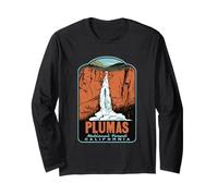 Feather Falls Plumas National Forest California Retro Hiking Long Sleeve T-Shirt