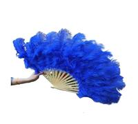Feather Fan 15 Bones Oversized Feather Fan Dancing From Halloween Decoration Jewelery(Blue)