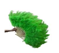 Feather Fan 15 Bones Oversized Feather Fan Dancing From Halloween Decoration Jewelery(Green)