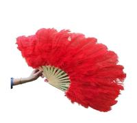 Feather Fan 15 Bones Oversized Feather Fan Dancing From Halloween Decoration Jewelery(Red)