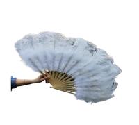 Feather Fan 15 Bones Oversized Feather Fan Dancing From Halloween Decoration Jewelery(White)