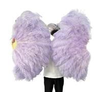 Feather Fan Big Feathers Fan 13Bone 100CM 130CM Hands Held Folding For Party Carnival Dance Performance Decoration(Little pink,100CM 2PCS)