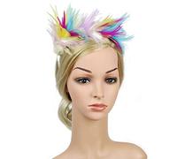 Feather Fascinator Headband,Tea Party Headwear 1920s Headbands Flapper Headpieces 1920s for Women (Light Rainbow Color)