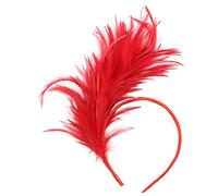 Feather Fascinator Headband,Tea Party Headwear 1920s Headbands Flapper Headpieces 1920s for Women (Red)