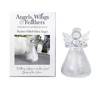 Feather Filled Glass Angel - Thoughtful Memorial Gift | Comforting Remembrance Keepsake for Friends and Loved Ones | Sympathy and Condolence Gesture | 8.5cm Height