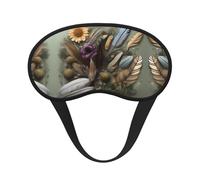 Feather Flower Black Border Satin Sleep Mask for Light Blocking Comfort