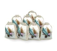 Feather Flower Bunches Pocket Cotton And Hemp with Drawstring 8 Pieces Reusable Gift Bags Jewelry Pouch for Wedding DIY Craft Party (4.9 X 6.7 Inch)