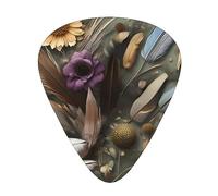 Feather flower Guitar picks 12 pieces, ABS material, smooth edges, comfortable feel, 3 optional thicknesses