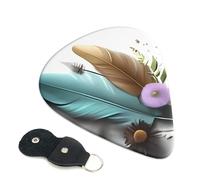 Feather Flower Guitar Picks 6-Pack - Pick Set (0.46mm / 0.71mm / 0.96mm) Suitable For Guitar And Ukulele Playing