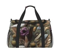 Feather Flower Hand Travel Bag.Fashionable Design, Large Storage Capacity, Suitable For Business Trips And Short Trips., Black, One Size