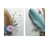 Feather Flower Passport Holder, ID Card Protector Case Passport Holder with Slot Passports Travel Wallet Document Cover for Women And Men