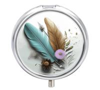 Feather Flower Pill Box, 3 Compartment Small Pill Case Waterproof Travel Pill Organizer for Pocket Or Purse Portable Mini Medicine Tablet Vitamin Holder Pill Case