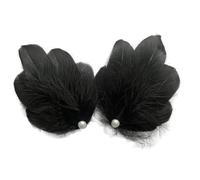 Feather Fly-Wing Ballet Hair Barrettes & Pins - Bride Festival Headpiece, Swan Cosplay Hair Accessories for Women & Girls, 2pcs Black