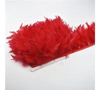 Feather Fringe, Tail Feather Ribbon, Fringe,3M Fluffy Feathers Trim on Tape Tassel Sewing Trimmings DIY Clothes Dress Decoration(4.red)