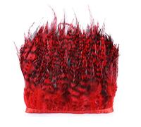 Feather Fringe, Tail Feather Ribbon, Fringe,5. Yards 4-6 '' Feathers Trim DIY Wedding Party Sewing Clothing Plumes Decoration(Red)
