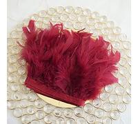 Feather Fringe, Tail Feather Ribbon, Fringe,5 Yards Feathers Trims Color DIY Wedding Dress Decoration Sewing Plumes Crafts(Wine Red)