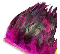 Feather Fringe, Tail Feather Ribbon, Fringe,5. Yards Length Feathers Trims Fringes Plumes DIY Sewing Clothing Wedding Decoration(Rose Red Feathers)