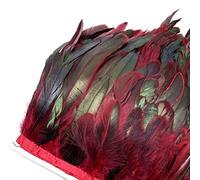 Feather Fringe, Tail Feather Ribbon, Fringe,5. Yards Length Feathers Trims Fringes Plumes DIY Sewing Clothing Wedding Decoration(Wine Red Feathers)