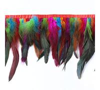 Feather Fringe, Tail Feather Ribbon, Fringe,5. Yards Rooster Feathers Trim Black Clothing Sewing for Party Decoration Crafts Plumes(111mix)
