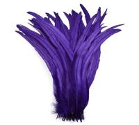 Feather Fringe Trim， 100 Pcs Rooster Feathers Multicolor 25-35cm Crafts Decoration(2 Purple,25-30cm 10-12inch)