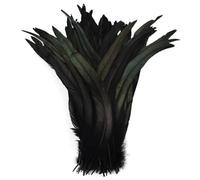 Feather Fringe Trim， 50 Pcs Rooster Feathers Multicolor 25-45cm DIY Decoration Fly Tying Materials(Black,10-12inch 25-30cm)