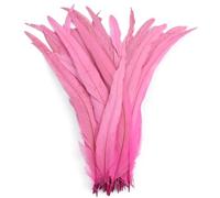 Feather Fringe Trim， 50 Pcs Rooster Feathers Multicolor 25-45cm DIY Decoration Fly Tying Materials(Pink,10-12inch 25-30cm)