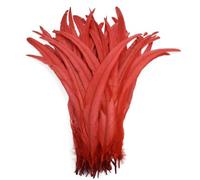 Feather Fringe Trim， 50 Pcs Rooster Feathers Multicolor 25-45cm DIY Decoration Fly Tying Materials(Red,16-18inch 40-45cm)