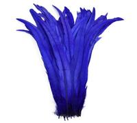 Feather Fringe Trim， 50 Pcs Rooster Feathers Multicolor 25-45cm DIY Decoration Fly Tying Materials(Royal Blue,16-18inch 40-45cm)