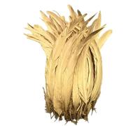 Feather Fringe Trim， 50 Pcs Rooster Feathers Multicolor 25-45cm DIY Decoration Fly Tying Materials(Spray Gold,10-12inch 25-30cm)