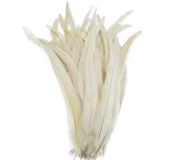 Feather Fringe Trim， 50 Pcs Rooster Feathers Multicolor 25-45cm DIY Decoration Fly Tying Materials(White,14-16inch 35-40cm)