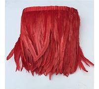 Feather Fringe Trim， Pheasant Feather Trim Fringe Multicolor 1-10M for Crafts Wedding(Red,10 Meters)