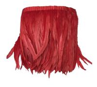 Feather Fringe Trim， Pheasant Feather Trim Ribbon Multicolor 12-14 Inch 1-10 Meters for Crafts Decoration(Red,10 Meters)