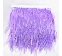 Feather Fringe Trim， Pheasant Feathers Tape Trim 1 Meter Multicolor 10-15cm Width for Clothes Sewing(Light Purple)
