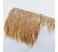 Feather Fringe Trim， Pheasant Feathers Tape Trim 1 Meter Multicolor 10-15cm Width for Clothes Sewing(Khaki)