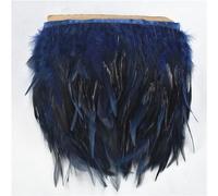 Feather Fringe Trim， Pheasant Feathers Tape Trim 1 Meter Multicolor 10-15cm Width for Clothes Sewing(Navy)